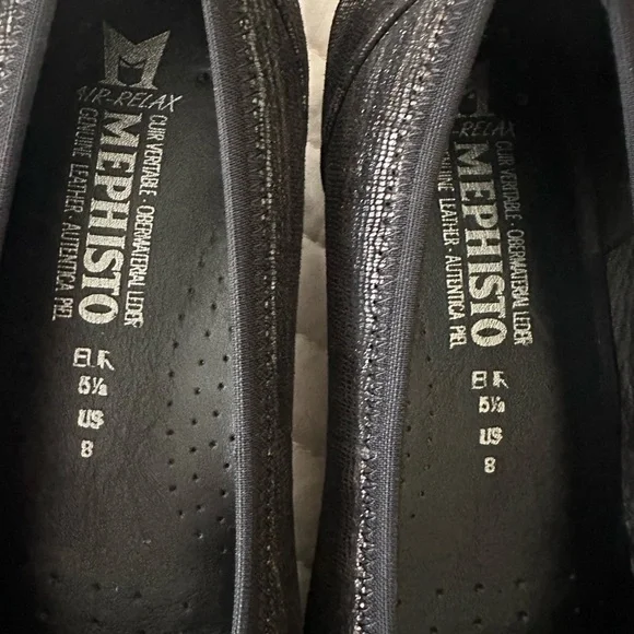 Mephisto Women's Shimmering Black Flats - Picture 2 of 8